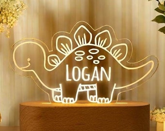 Personalized Dinosaur Night Light, Christmas Gift for Boy, Dinosaur Name Night Light, Cute Night Light, Nursery Decor, Gift for Baby
