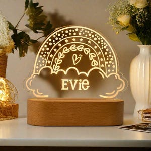 Personalised Rainbow Night Light, Childrens LED Night Lamp, Rainbow Lamp, Girls Bedroom Light, Girls Nursery Light, Rainbow Decoration