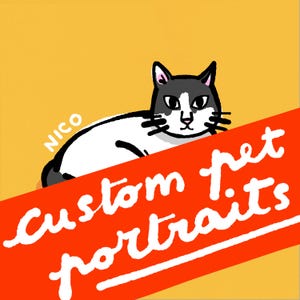 Portrait d'animal de compagnie illustré personnalisé Illustration de chat chien Impression d'art numérique pour un animal de compagnie Affiche de dessin animal coloré plat