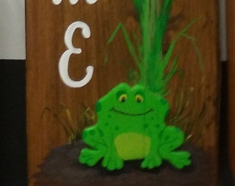 Welcome with Frog and Cattail Sign