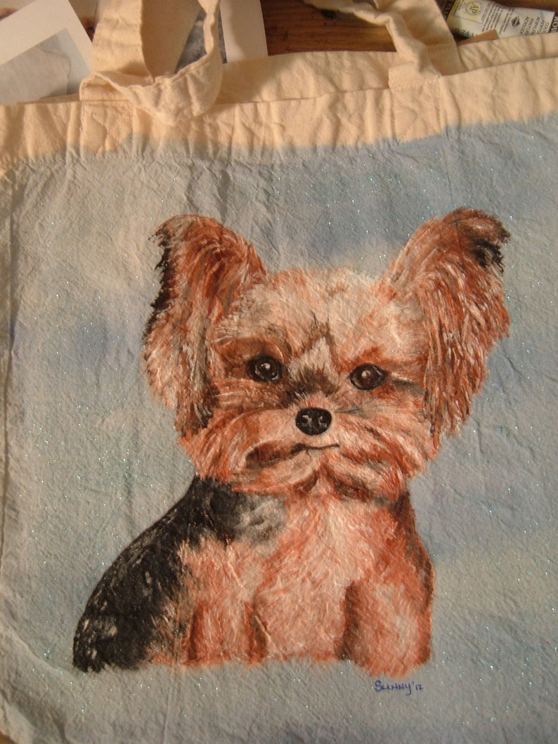 Pet dog portrait Yorkie custom painted image 3