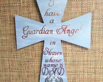 Guardian Angel Cross, Memorial Cross, Dad cross, Mom cross, Angel Cross, Guardian Angel