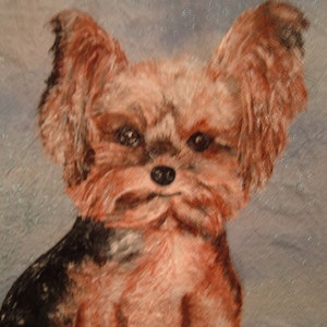 Pet dog portrait Yorkie custom painted image 2