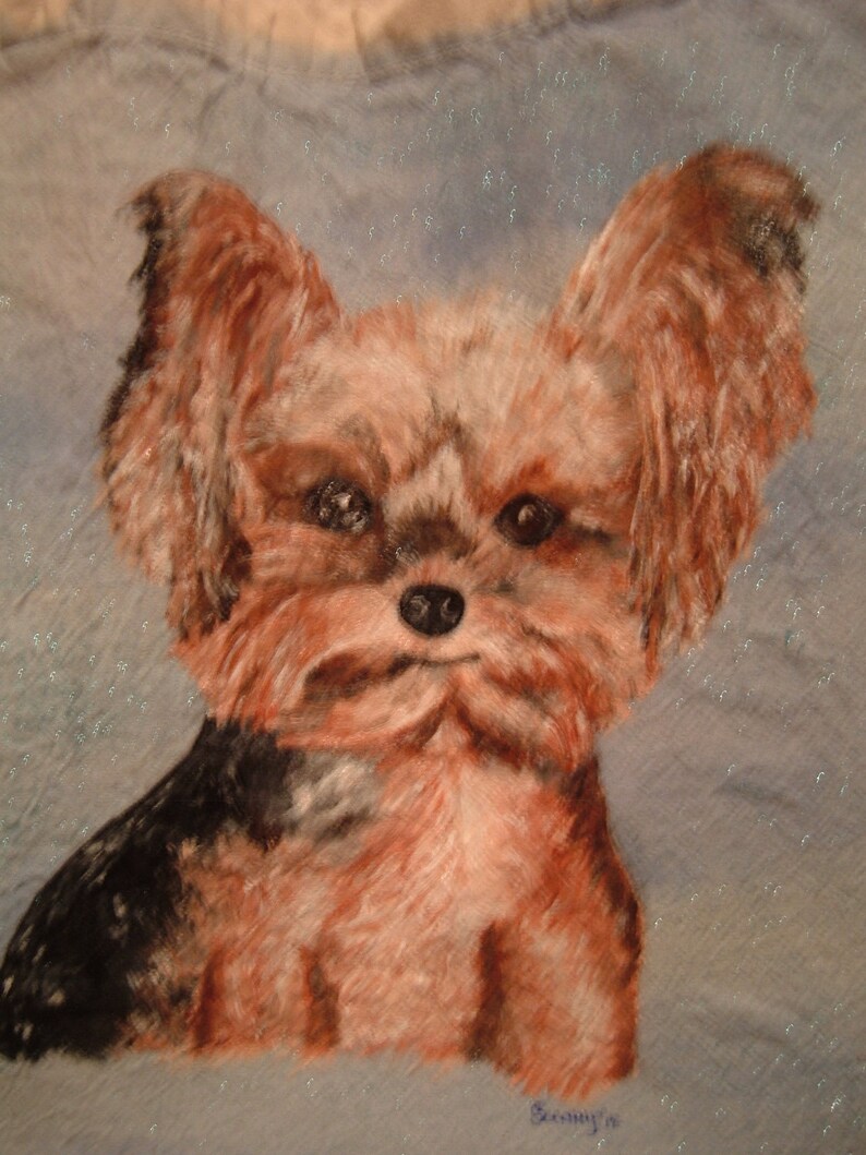 Pet dog portrait Yorkie custom painted image 2