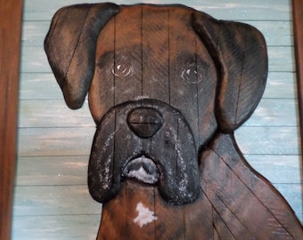 Boxer Memorial, Boxer Memorial Custom Portrait, Boxer pet portrait, Wood Pet Memorial picture, custom pet portrait, Boxer home decor, Boxer