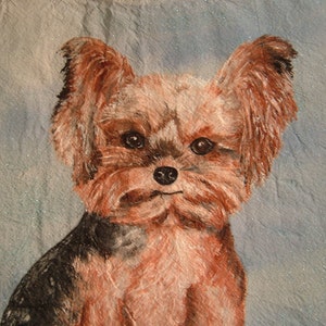 Pet dog portrait Yorkie custom painted image 1