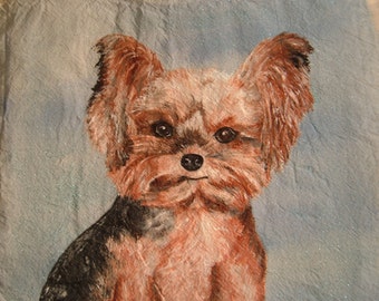 Pet dog portrait Yorkie custom painted