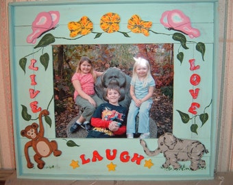 Live, Love, Laugh picture frame, Wood Picture Frame, Animal Picture Frame, Child Picture Frame
