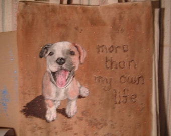 Pit Bull Puppy on Beach Tote Bag