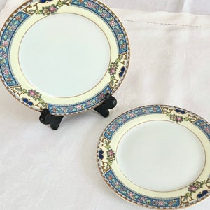 2 Queen Louise bread and butter plates Thomas of Bavaria, 1930s German porcelain, vintage fine china, blue floral decor, gold rim