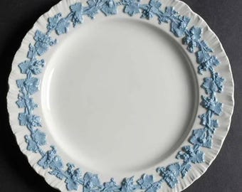 Wedgwood Queensware Salad Plate, Lavender Blue Grape Vine, Shell Edge, Made in England