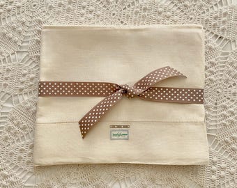 2 pale yellow Irish linen pillowcases 1960s vintage bed linens, solid color standard size, made in Ireland, new with tags, hand thread drawn