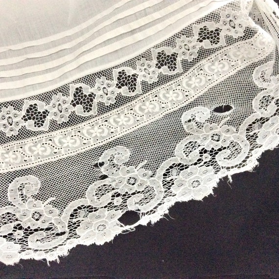 Antique lace petticoat cotton cambric fantail ruf… - image 8