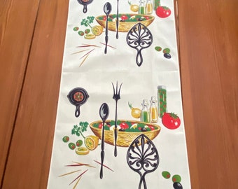 Paño de cocina con temática de ensalada Wilendur, textiles de cocina de mediados de siglo