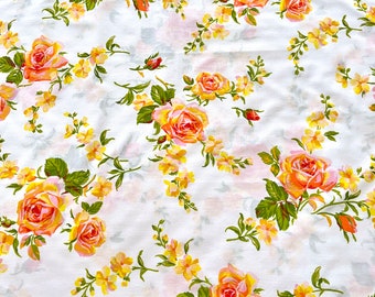 2 Fieldcrest pillowcases in Peace Rose, pink and yellow roses, slightly larger standard, country farmhouse style, homemade