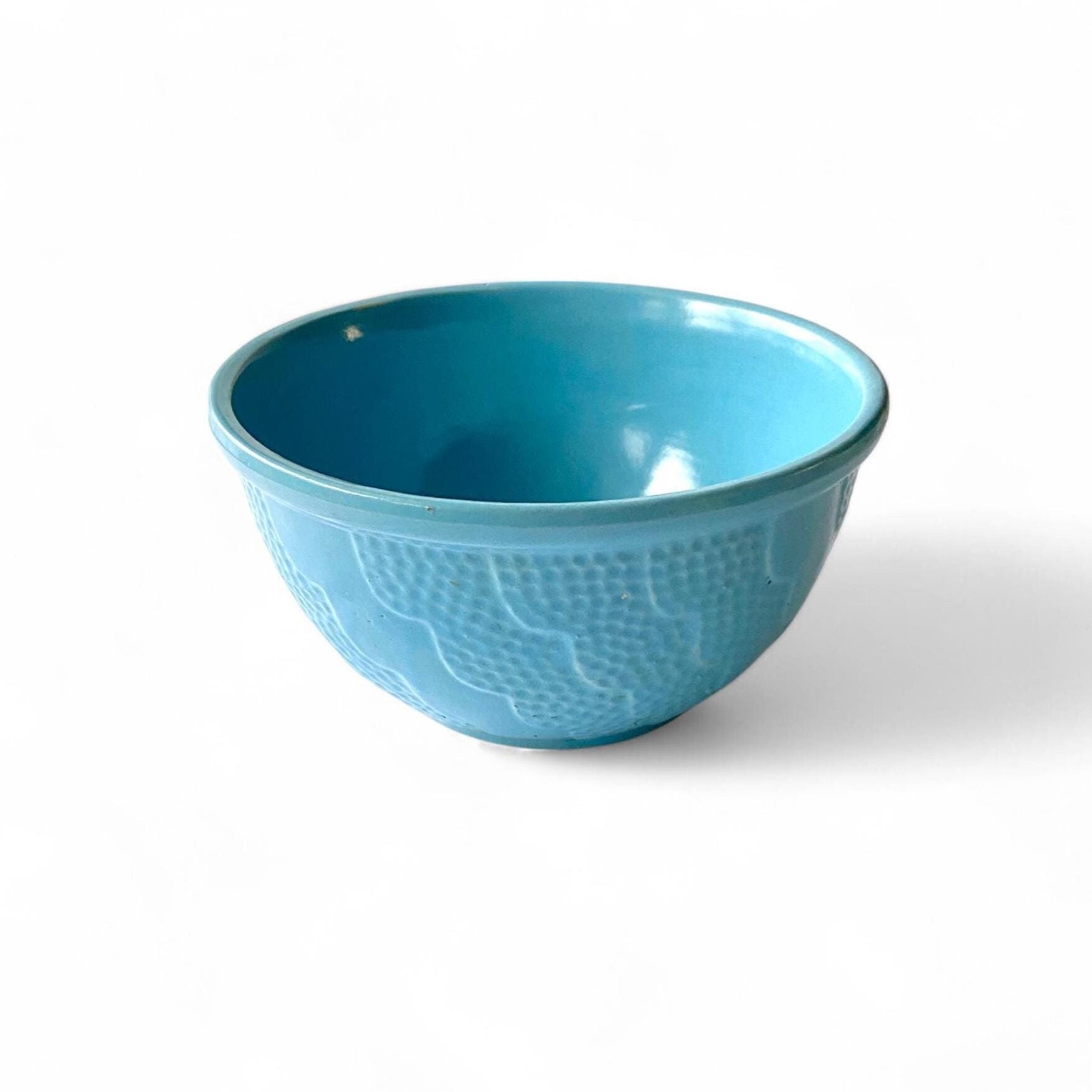 Blue Bowl Robinson Ransbottom in Scallop Pattern, 8 Inches Wide