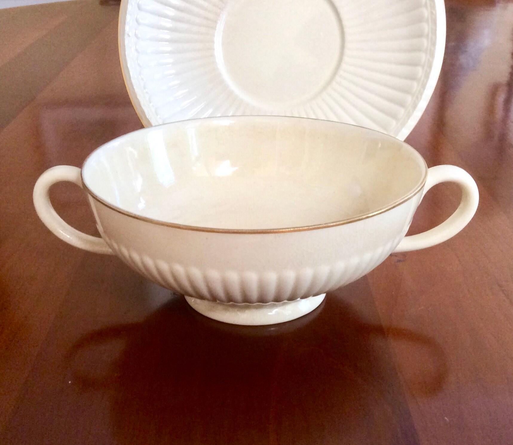 Wedgwood Cream Soup Bowl and Saucer Edme Pattern Gold Trim Etsy