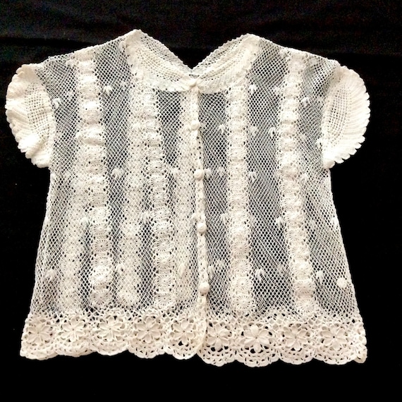 1940s Crochet Cardigan Blouse, Size Extra Small, C