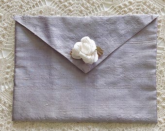 Lavender Dupioni Silk Lingerie Bag for Hosiery Handkerchief Underwear, Vintage Vanity Accessory