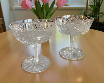 2 Waterford Clare champagne tall sherbert glasses coupe style,