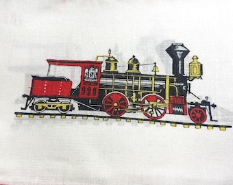 Steam Engine Leacock Irish Linen Cocktail Napkins, Mid Century Iron Horses Print, Set of 8