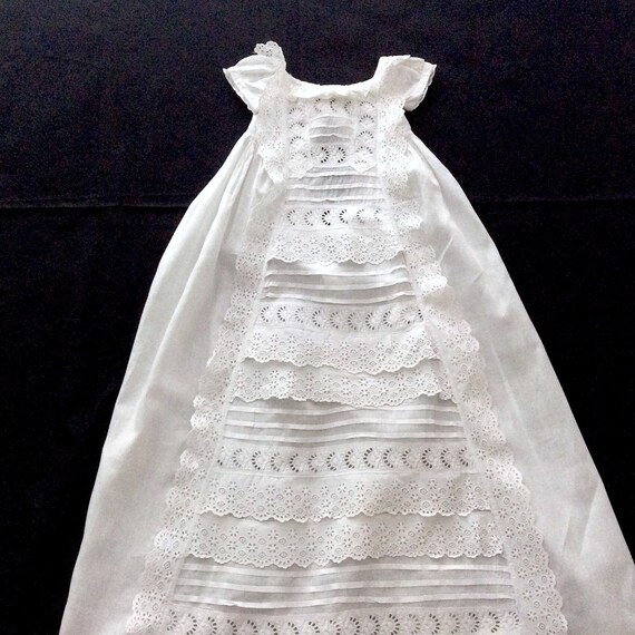 Antique Victorian Baby Christening Gown, c 1890, H