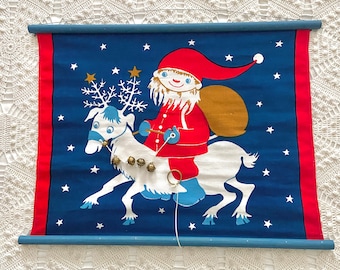 Adorno navideño de pared de Jangaard, Elfo Reno Campanas Reales, Diseño Moderno Danés, Impreso a Mano Dinamarca