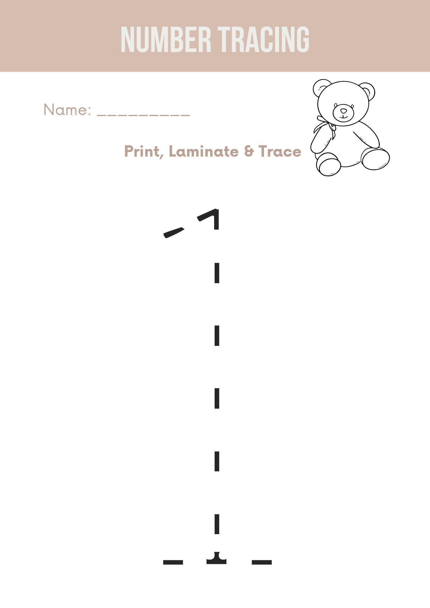 20 Number Tracing Workbook, Printable PDF for Children, Great Gift for