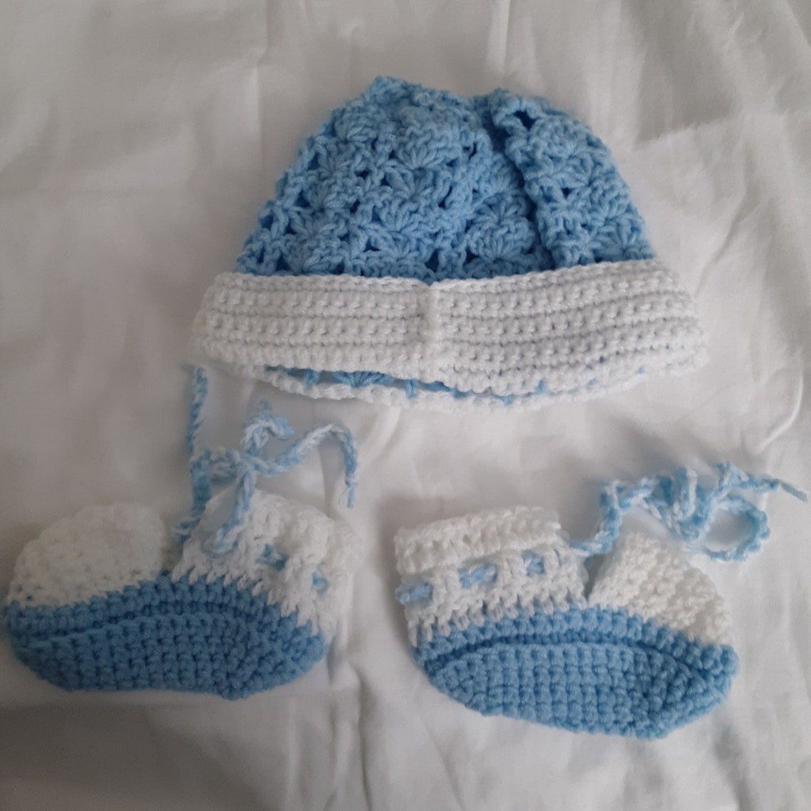 HANDMADE CROCHET LAYETTE Baby Boy Blue and White Hand Crochet Etsy