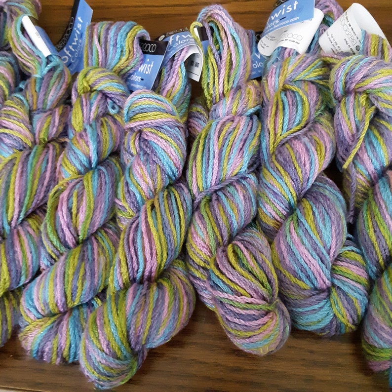 Green YARN: 9 Hanks Berroco Softwist Colors Rayon Purple-Discontinued Knit Crochet Blue Wool Multicolor Pink
