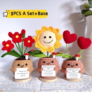 Plante au crochet faite main - Plantes émotionnelles au crochet, Myosotis au crochet/Rose/coeur/tournesol, Décoration d'intérieur, Décoration de bureau, Décoration de bureau, Cadeau pour elle