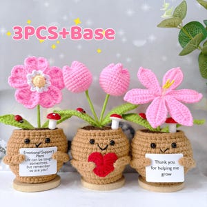 Tulipe/orchidée de Mars/rose chien fait main au crochet, plante de soutien émotionnel, cadeau de remerciement, cadeau de réconfort, décoration de bureau au crochet, cadeau de remise des diplômes