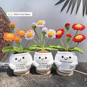 Handmade Crochet Daisy Potted Plant,Emotions  Flowers, Crochet Flower, Positive Plant, Perfect Gift for Colleagues,Gift for her,Cuet Gift