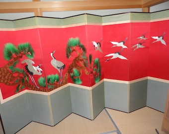 Museum-Grade Double-Sided Japanese Folding Screen, 133" Wide, Rare Silk Embroidery, Reverse Calligraphy with Signature & Seal, Masterpiece