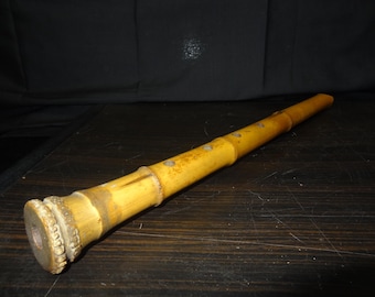 Zabytkowy japoński flet bambusowy Shakuhachi 20,5" (52 cm), tradycyjny instrument muzyczny zen, prezent do medytacji i uważności, bez większych pęknięć, miętowy