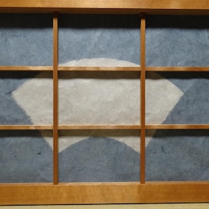 Vintage Japanese Shoji Panel Wall Art with Hand-Applied Antique Hanging Scroll Washi | Wabi Sabi Interior | Moon Design | One of a Kind