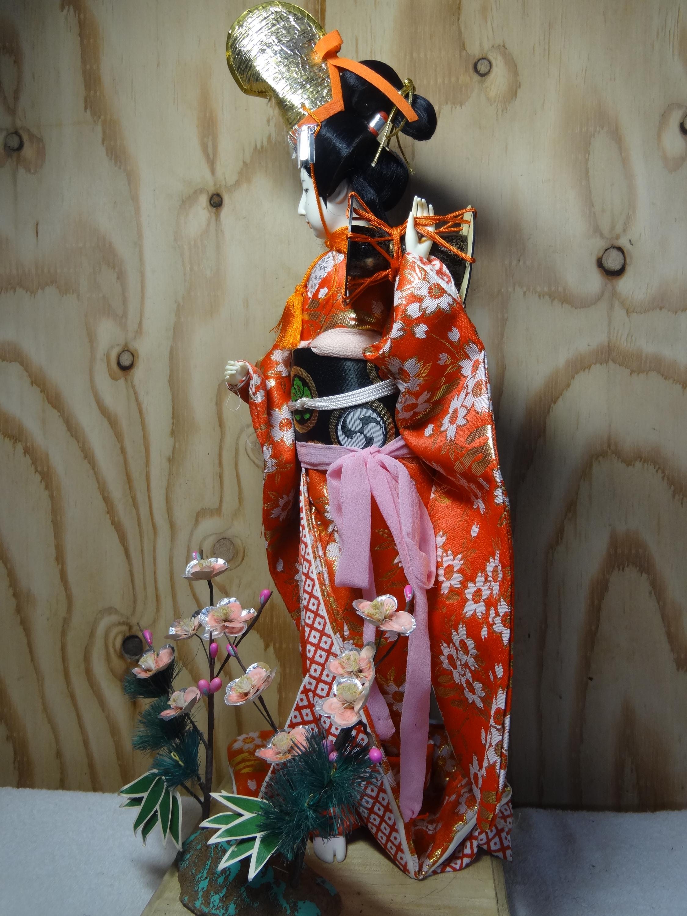 Japanese Traditional Geisha Doll With Hat & Drum, 47cm, Excellent - Etsy
