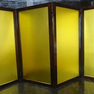 Vintage Japanese Gold Folding Screen Set of 2 | Mini Byobu Gold Leaf Style Display | Hina Doll Samurai Display | 74×70cm Excellent