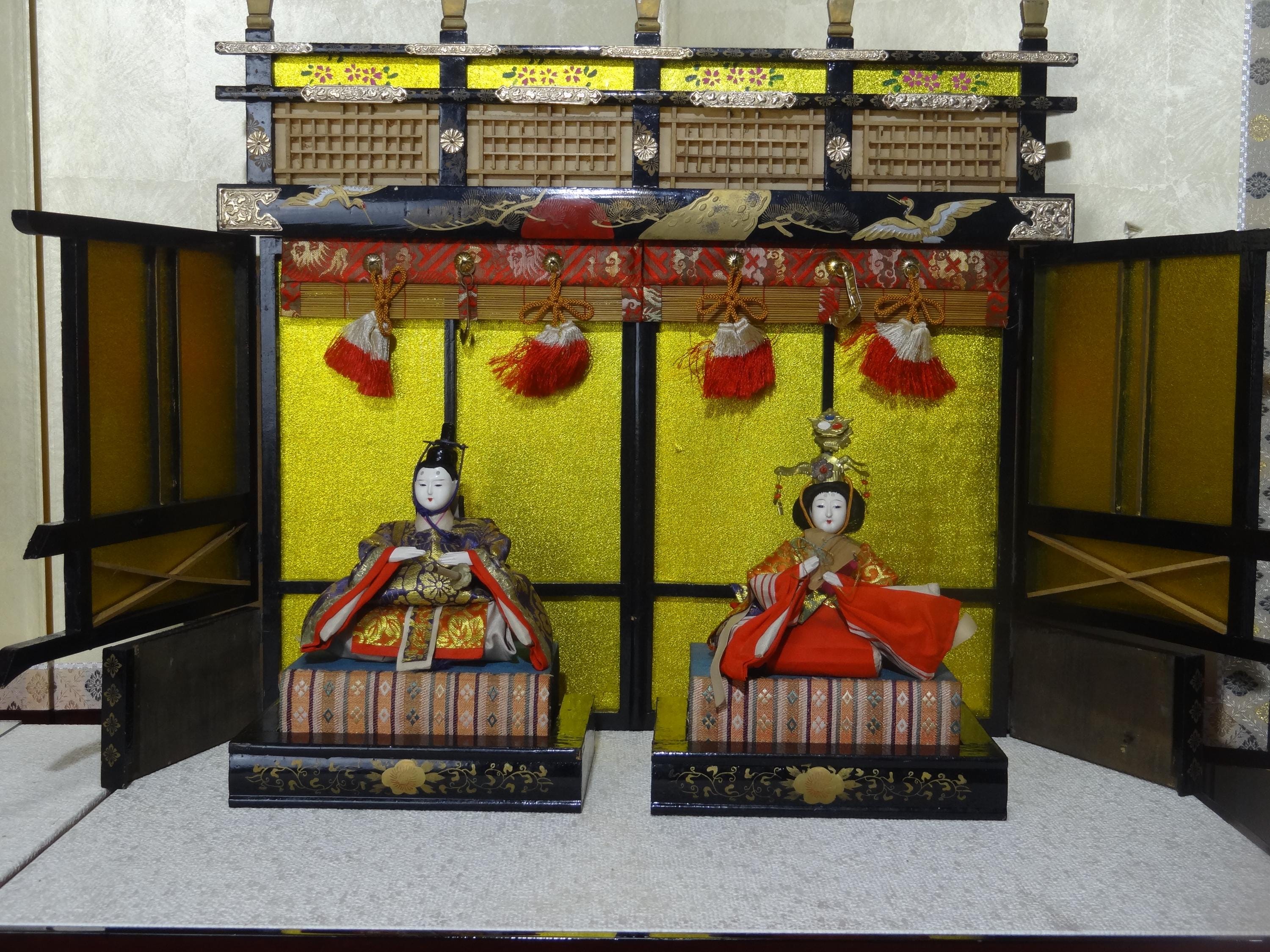 Rare Antique Japanese Hina Dolls Set – Emperor & Empress Pair With