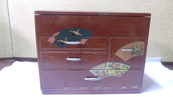 Antique Japanese Wooden Sewing Box - Mid-1900s, Traditional Craftsmanship, Excellent Condition