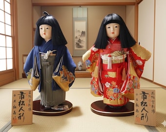 市松人形 日本製 ヴィンテージ ハンドメイド アートドール 胡粉と