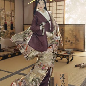 Japanese Geisha Doll by Sukiyo – Genji Monogatari Kimono – Pure Silk – Traditional Japanese Art – 56cm – Rare Masterpiece