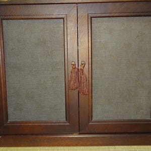 Vintage Japanese Wooden Document Cabinet Showa Retro Double Door Paper Storage Organizer