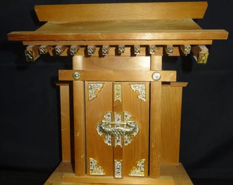 Vintage Japanese Kamidana Shinto Shrine Wooden Household Altar Traditional Japanese Spiritual Decor Mini Shrine