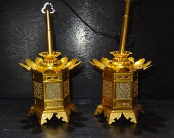 Japanese Zen Aluminum Lantern, Bonbori Buddhist Altar Lamp, Durable Modern Decor, Standing Temple Lantern, Wabi-Sabi, Minimalist, Mint