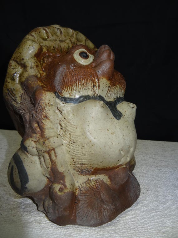Small Shigaraki Tanuki Statue | Japanese Raccoon Dog Figurine | Ceramic Lucky Charm | Traditional Pottery | Made in Japan | 20cm Tall