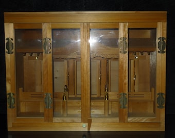 Large Vintage Japanese Kamidana Shinto Shrine, Hand-Carved Box Altar "Hakomiya", Miniature Wooden Temple for Home Protection, Excellent