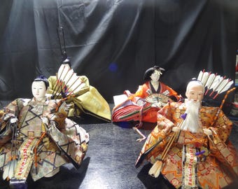 Traditional Japanese Hina Dolls Three Court Ladies Set - Luxurious