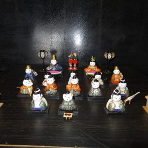 Vintage Japanese Miniature Hina Doll Full Set of 15, Tiny Doll Festival Decor, Rare Small Scale Hinamatsuri, Ohinasama, Excellent Condition