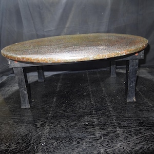 Antikt japanskt hopfällbart chabudaibord | Traditionellt lackerat runt tebord | Lågt träbord 61 cm | Hopfällbara ben